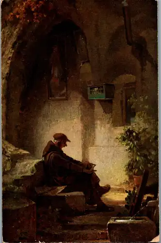 35128 - Künstlerkarte - Gähnender Mönch , C. Spitzweg - nicht gelaufen