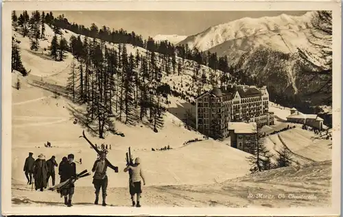 35187 - Schweiz - St. Moritz , Chantarella , Skifahrer - gelaufen 1928
