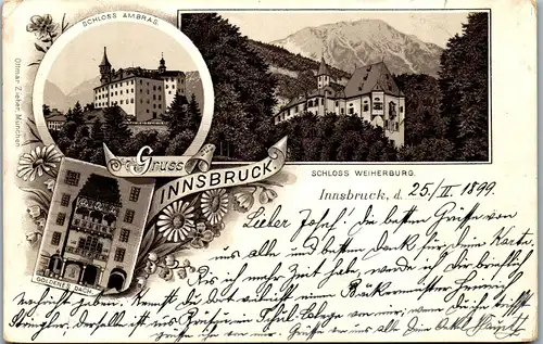 35244 - Tirol - Innsbruck , Schloss Amras , Weiherburg - gelaufen 1899