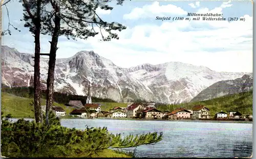 35256 - Tirol - Mittenwaldbahn , Seefeld mit Wetterstein - gelaufen 1924