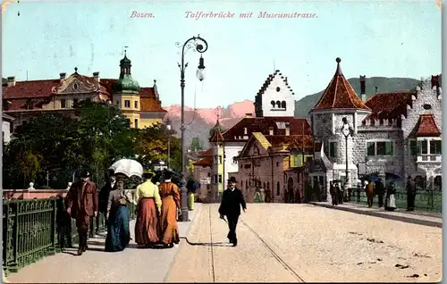 35322 - Italien - Bozen , Talferbrücke mit Museumstrasse - gelaufen 1908