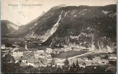 35333 - Tirol - Scharnitz mit Arnspitze , Panorama - gelaufen 1910