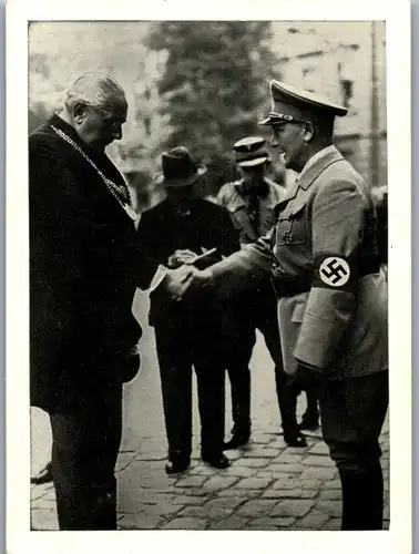 35343 - Zigarettenbilder - Männer und Ereignisse unserer Zeit , Serie I , Nr. 214 , Oberbürgermeister Dr. Rauscher gebrüßt Göring in Potsdam