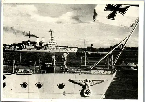 35366 - Zigarettenbilder - Männer und Ereignisse unserer Zeit , Serie II , Nr. 47 , Schiffe der deutschen Flotte , NSDAP