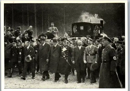 35448 - Zigarettenbilder - Männer und Ereignisse unserer Zeit , Serie II , Nr. 62 , Der Führer besichtigt die Baustelle der Reichsautobahn in Unterhaching bei München