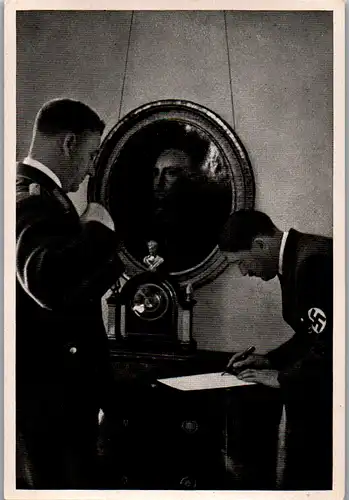 35468 - Sammelbilder - Sammelwerk Nr. 15 , Adolf Hitler , Gruppe 67 , Bild Nr.: 67 , In der Reichskanzlei , Der Führer und sein Stabschef Lutze