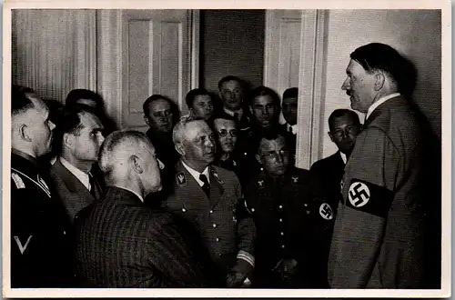 35515 - Sammelbilder - Sammelwerk Nr. 15 , Adolf Hitler , Gruppe 67 , Bild Nr.: 198 , Der Führer im Kreise seiner nächsten Mitarbeiter am Abend der Reichstagswahl 1936