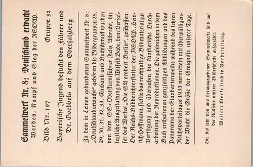 35583 - Sammelbilder - Sammelwerk Nr. 8 , Deutschland erwacht , Gruppe 32 , Bild Nr.: 197 , Bayerische Jugend besucht den Führer und Dr. Göbbels auf dem Obersalzberg