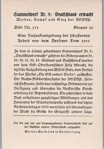 35593 - Sammelbilder - Sammelwerk Nr. 8 , Deutschland erwacht , Gruppe 30 , Bild Nr.: 171 , Eine Riesenkundgebung der schaffenden Arbeit vor dem Berliner Dom