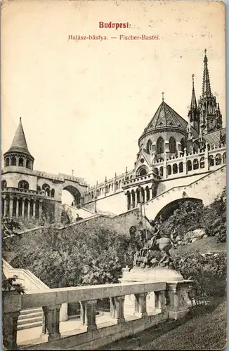 35664 - Ungarn - Budapest , Halasz bastya , Fischer Bastei - gelaufen 1911
