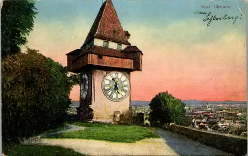 35699 - Steiermark - Graz , Uhrturm , Schlossberg - gelaufen 1916