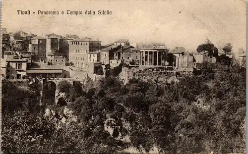 35704 - Italien - Tivoli , Panorama e Tempio della Sibilla - gelaufen 1920