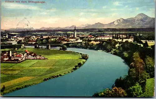 35712 - Kärnten - Villach mit dem Mittagskogel , Feldpost - gelaufen 1915