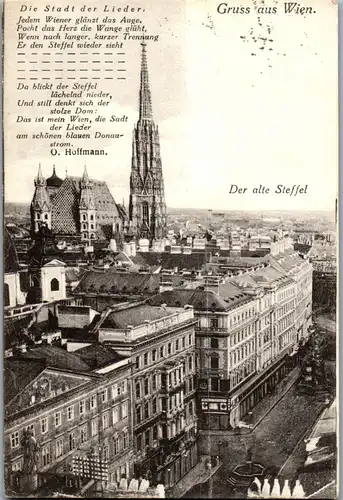 35773 - Wien - Gruß aus , Der alte Steffl , Stephansturm , Die Stadt der Lieder , O. Hoffmann - gelaufen 1928