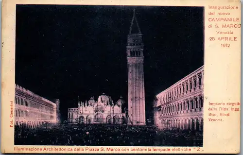 35783 - Italien - Venezia , Venedig , Campanile di S. Marco , Illuminazione Architettonica della Piazza S. Marco con Centomila lampade elettriche "Z" - gelaufen 1912