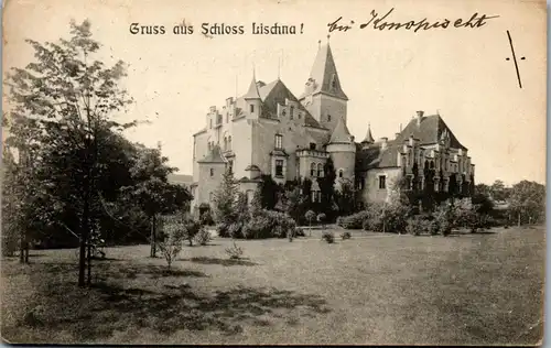 35784 - Tschechische Republik - Bystrice , Bistritz , Gruss aus Schloss Lischna , Lisno - gelaufen 1913