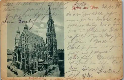 35788 - Wien - Gruss aus Wien , Stephanskirche - gelaufen 1898