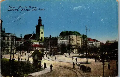 35793 - Ukraine - Lwow , Lemberg , Plac sw. Ducha , Heiliger Geist Platz - gelaufen 1920