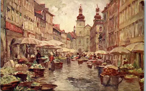 35808 - Künstlerkarte - Praha , Prag , Zeleny trh. , A. Wierer - gelaufen 1912
