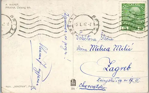 35808 - Künstlerkarte - Praha , Prag , Zeleny trh. , A. Wierer - gelaufen 1912