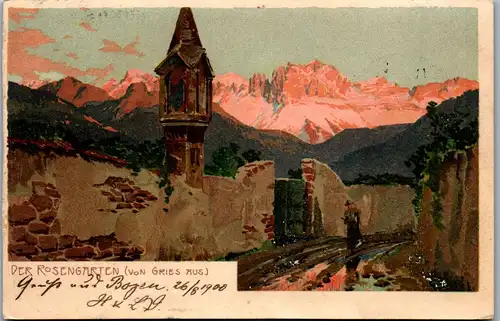 35862 - Künstlerkarte - Italien , Der Rosengarten von Gies aus - gelaufen 1900