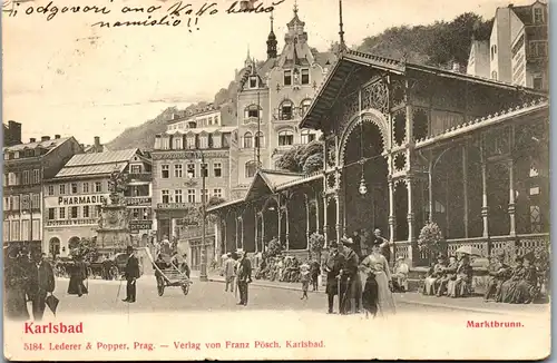 35876 - Tschechische Republik - Karlsbad , Karlovy Vary , Marktbrunn - gelaufen 1905