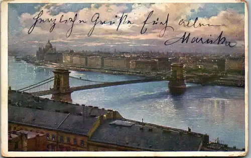 35901 - Ungarn - Budapest , Kettenbrücke , Lanczhid - gelaufen 1916