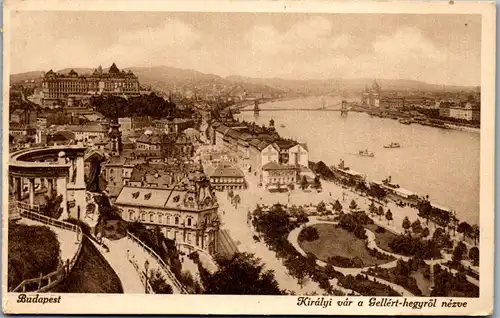 35902 - Ungarn - Budapest , Kiraly var a Gellert hegyröl nezve , Königliche Burg vom Blocksberg - gelaufen 1912
