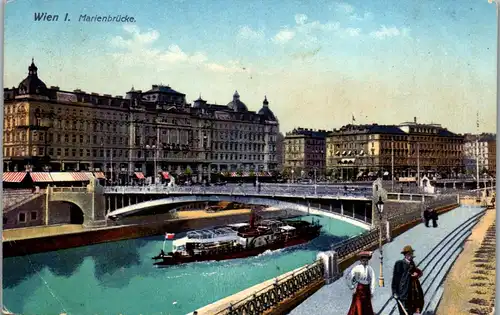 35962 - Wien - Wien I , Marienbrücke , Dampfer - gelaufen