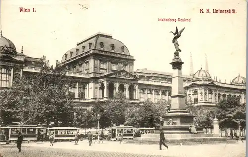 35964 - Wien - Wien I , K. k. Universität und Liebenberg Denkmal - gelaufen 1911