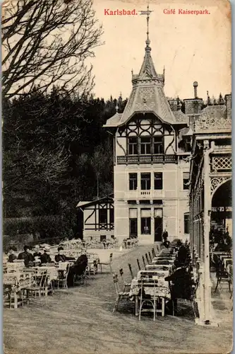 35998 - Tschechische Republik - Karlsbad , Karlovy Vary , Cafe Kaiserpark - gelaufen 1918