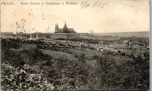 36012 - Tschechische Republik - Praha , Prag , Mala Strana a Hradcany s Petrina - gelaufen 1906