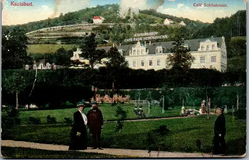 36014 - Tschechische Republik - Karlsbad , Karlovy Vary , Weingrubers Cafe Park Schönbrunn - gelaufen 1912