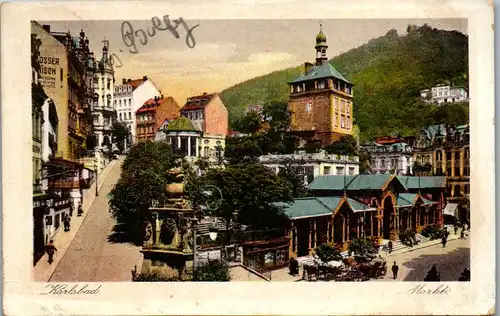 36016 - Tschechische Republik - Karlsbad , Markt  - gelaufen 1929