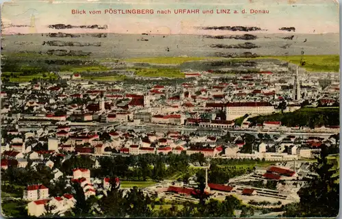 36023 - Oberösterreich - Urfahr und Linz an der Donau , Blick vom Pöstlingberg - gelaufen 1911