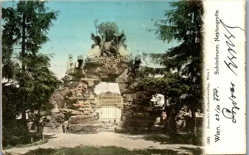 36045 - Wien - Schönbrunn , Neptungrotte  - gelaufen 1900