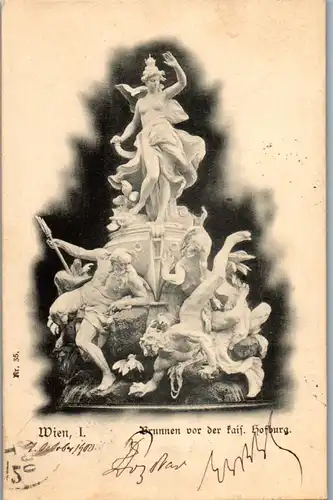 36046 - Wien - Wien I , Brunnen vor der kaiserlichen Hofburg - gelaufen 1900