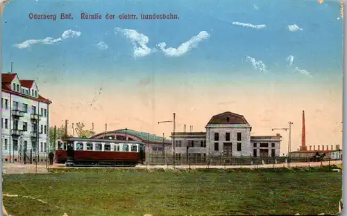 36048 - Deutschland - Oderberg , Bahnhof , Remise der elektrischen Landesbahn , Militärzensur - gelaufen 1916