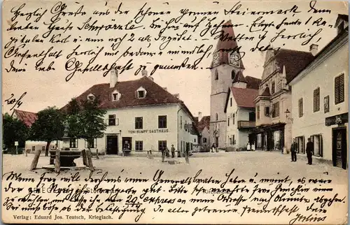 36053 - Steiermark - Krieglach , Kirchenplatz , Toni Rumpf Gasthaus , Hauptplatz - gelaufen 1911