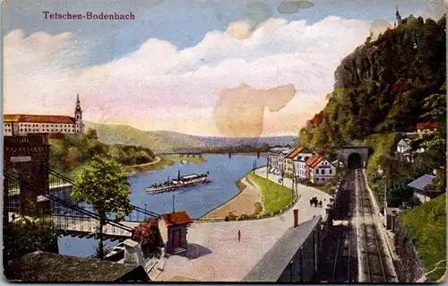 36087 - Tschechische Republik - Decin , Tetschen Bodenbach , Elbe , Zamek , Schloss , Dampfer - gelaufen