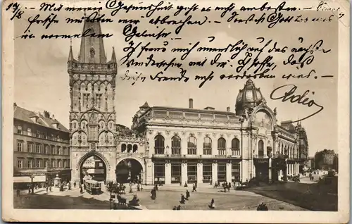 36088 - Tschechische Republik - Praha , Prag , Prager Gemeindehaus und Pulverturm - gelaufen 1912