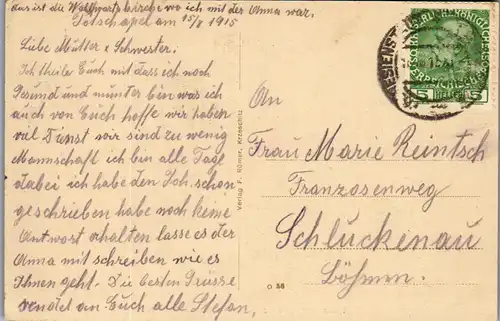 36092 - Tschechische Republik - Krzeschitz , Gruss aus , Inneres der Marienkirche - gelaufen 1915