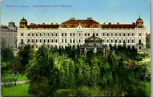 36094 - Niederösterreich - Krems an der Donau , Utzstrasse mit neuem Stadtpark - nicht gelaufen 1915