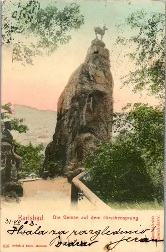 36108 - Tschechische Republik - Karlsbad , Karlovy Vary , Die Gemse auf dem Hirschensprung , Gämse - gelaufen 1903