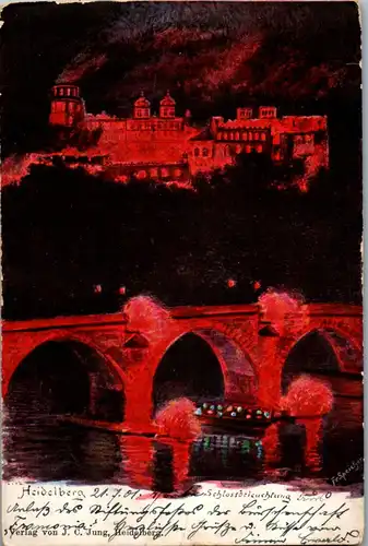 36109 - Deutschland - Heidelberg , Schlossbeleuchtung - gelaufen 1901