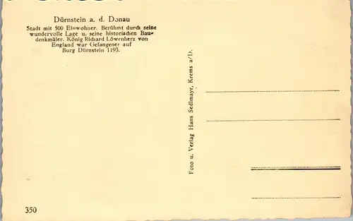 36115 - Niederösterreich - Dürnstein a. d. Donau - nicht gelaufen