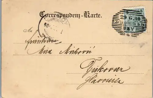 36156 - Wien - Wien II , Praterstraße mit Tegetthoff Monument - gelaufen 1900