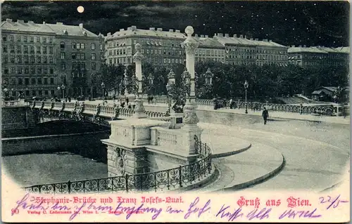 36157 - Wien - Stephanie Brücke und Franz Josef Quai - gelaufen 1899