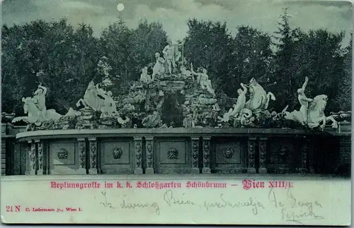 36158 - Wien - Wien XIII , Neptunsgrotte im k. k. Schloßgarten Schönbrunn - gelaufen 1900