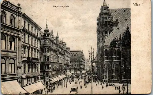 36160 - Wien - Wien I , Stephansplatz , Stephansdom - gelaufen 1905